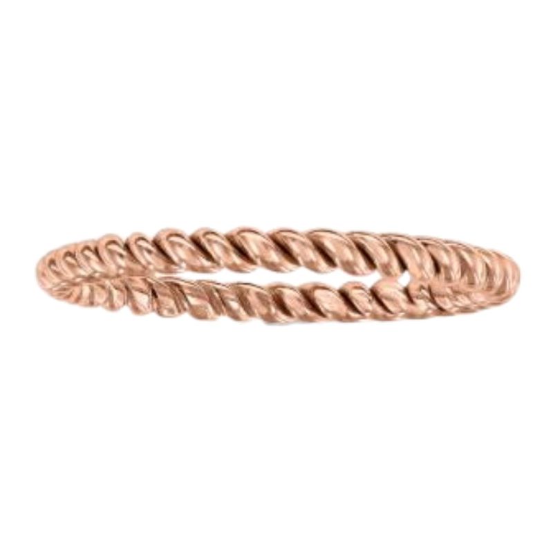 a rose gold ring with twisted design