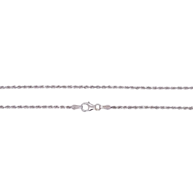 a silver chain is shown on a white background