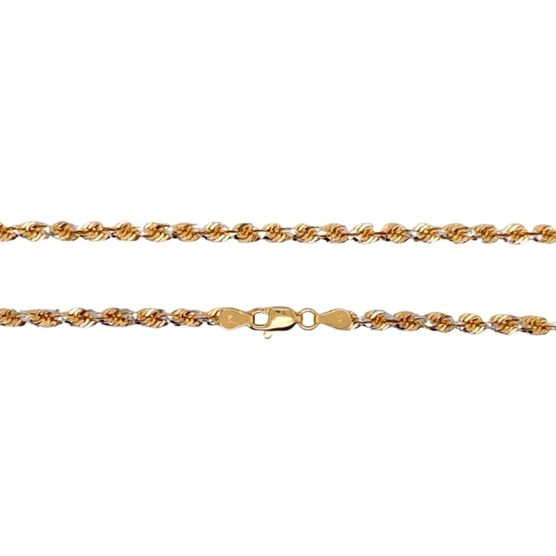 a yellow gold chain on a white background