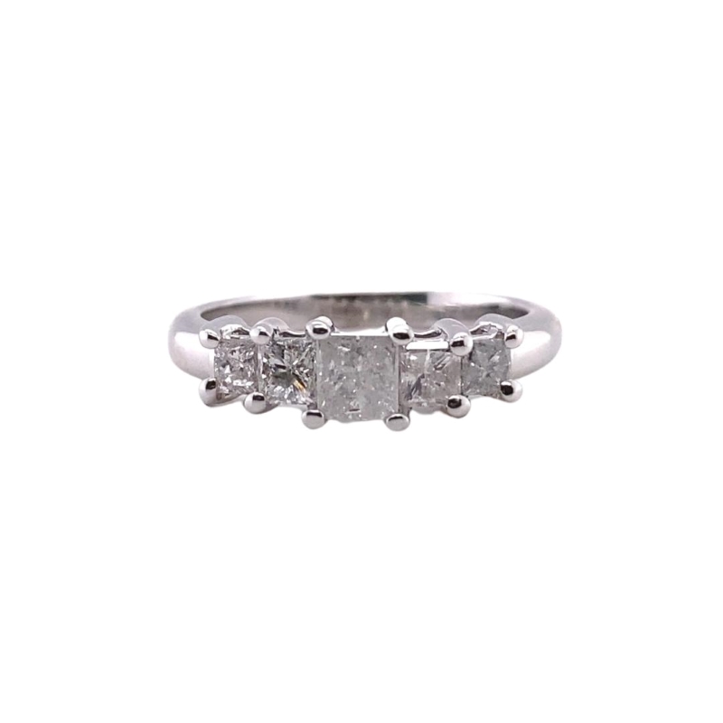 a three stone ring with diamonds on it