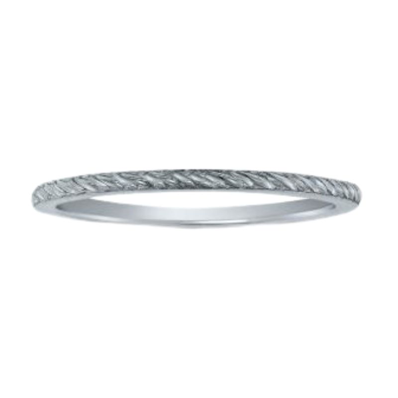 a white gold wedding band with twisted design