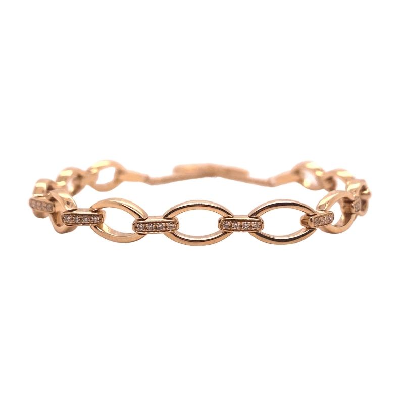 a gold chain bracelet with diamonds on it