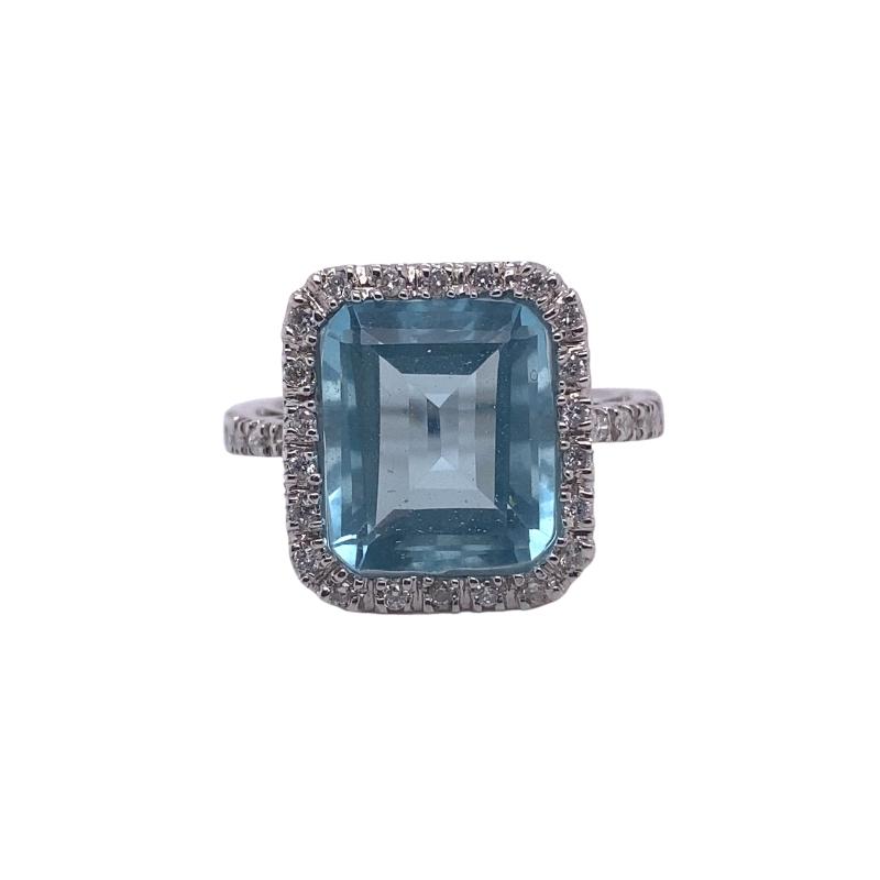 an aqua and diamond ring