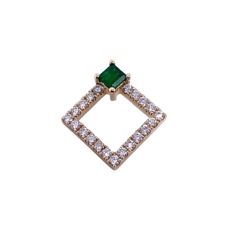 an emerald and diamond pendant on a white background