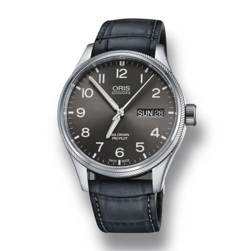 a watch with black leather straps and numbers