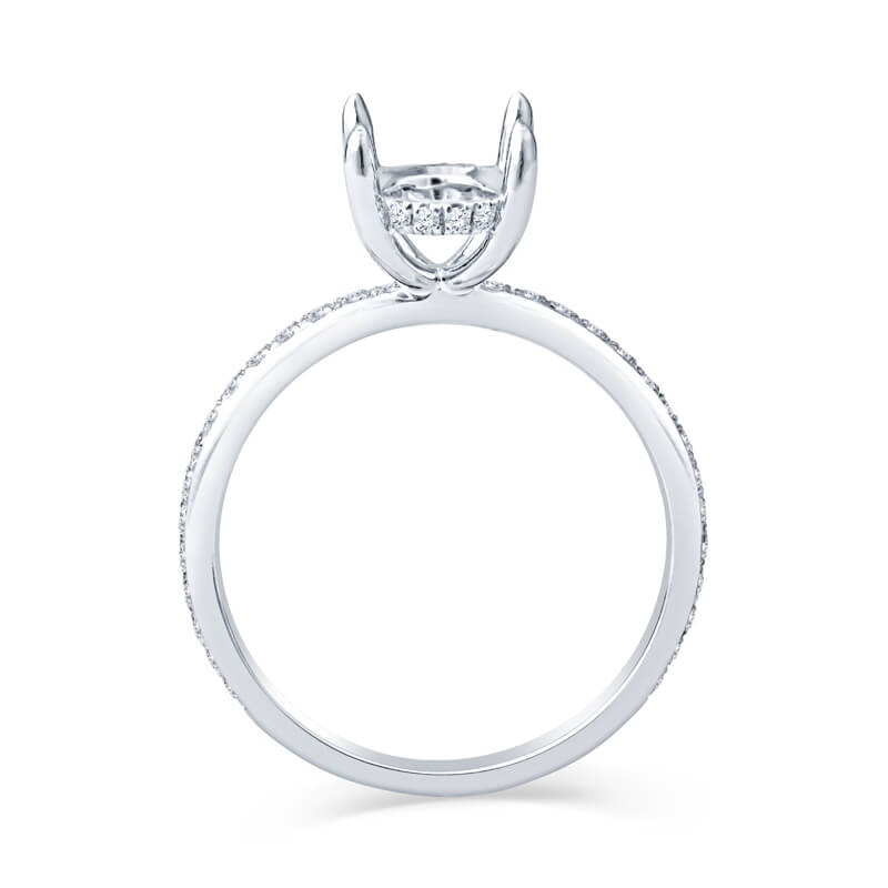 a white gold engagement ring with a diamond set in the center