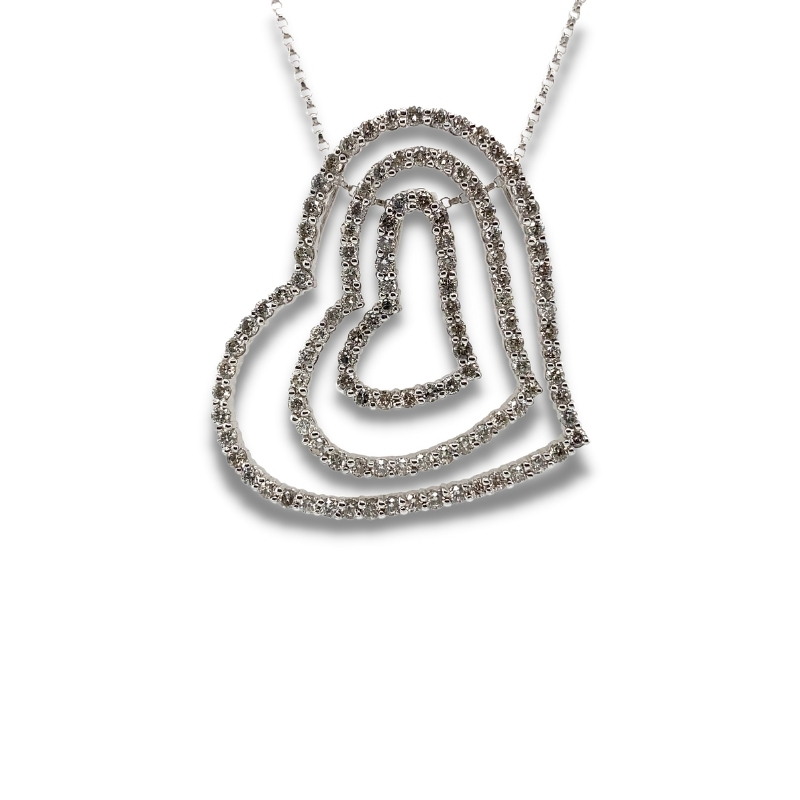 a necklace with two hearts made out of diamonds