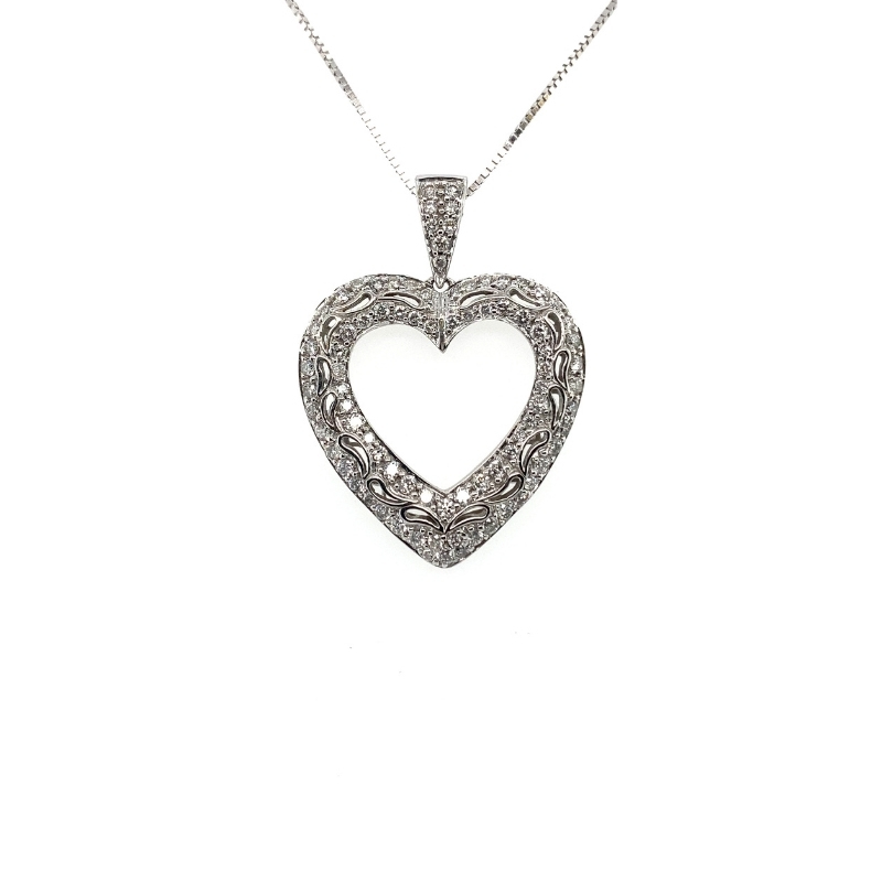a heart shaped pendant on a chain