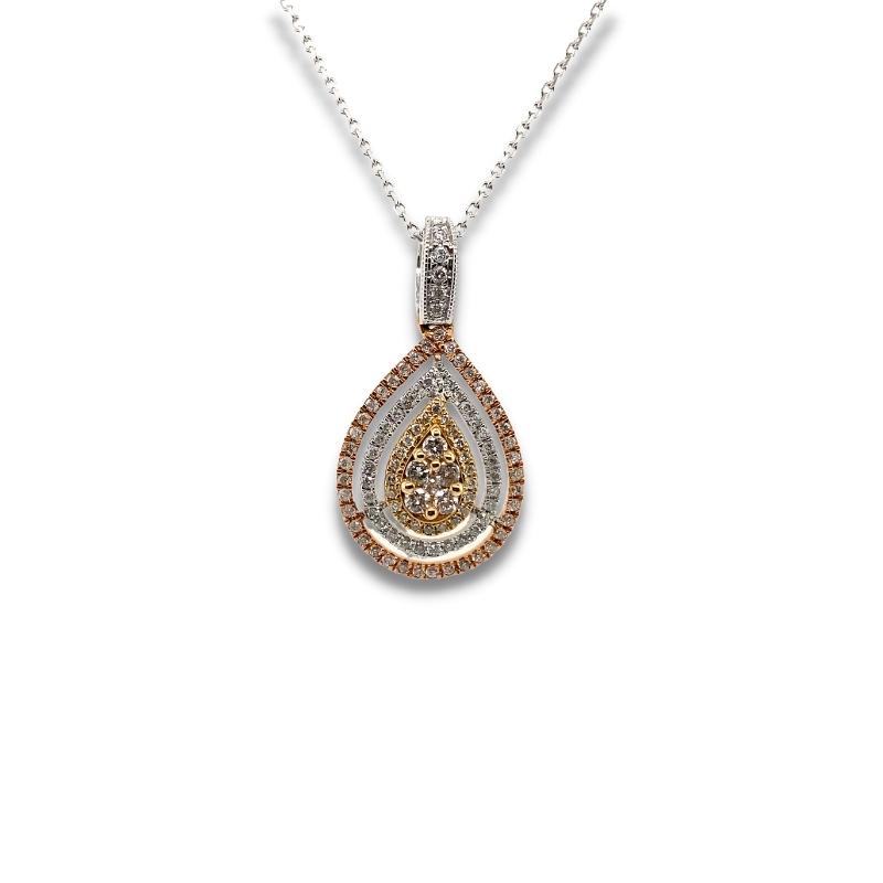 a pendant with two tone gold and white diamonds