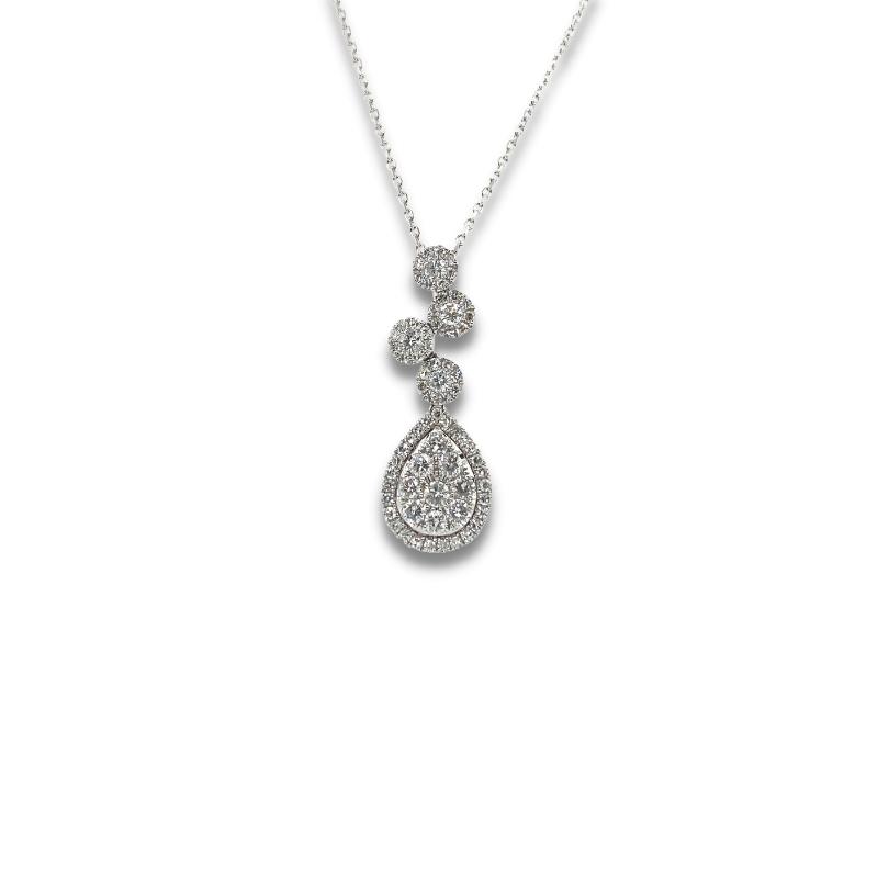 a necklace with two diamonds on it