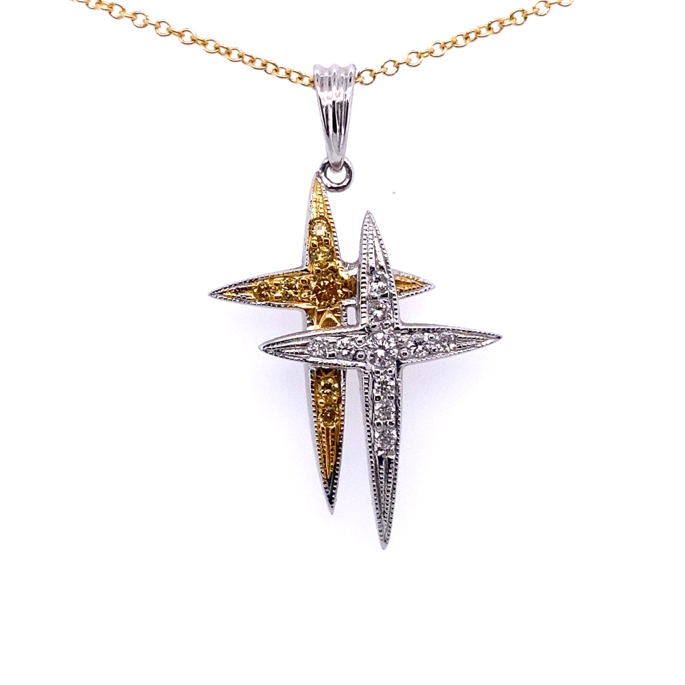 two tone gold and silver star pendant on a chain