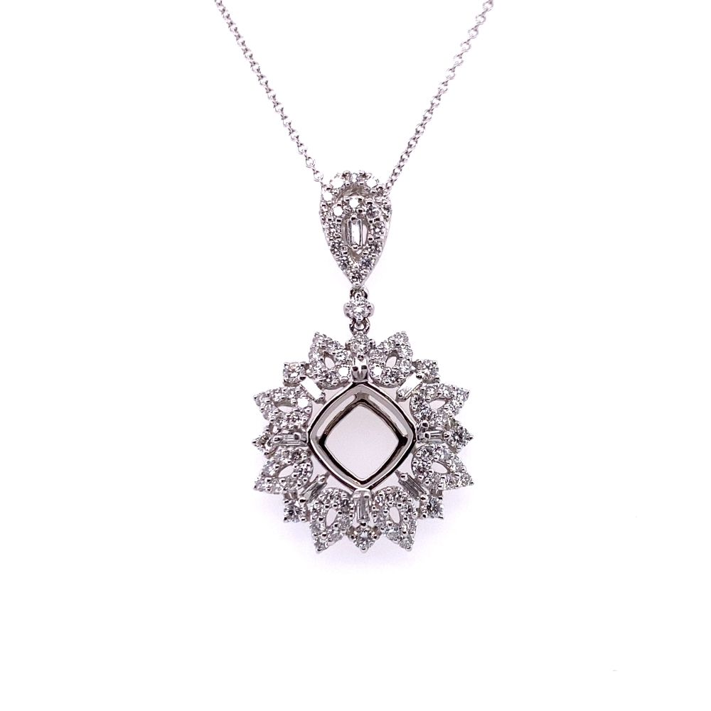 a white diamond pendant on a chain