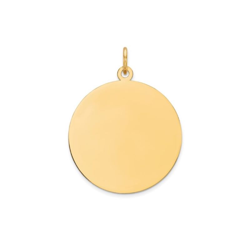a gold disc charm on a white background
