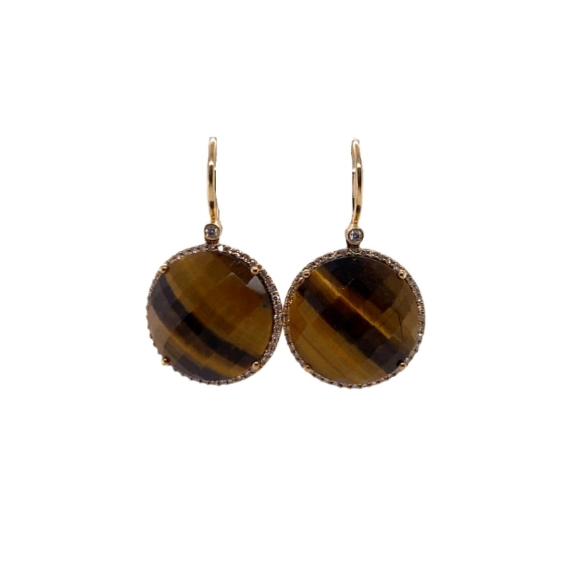 a pair of tiger's eye stone earrings