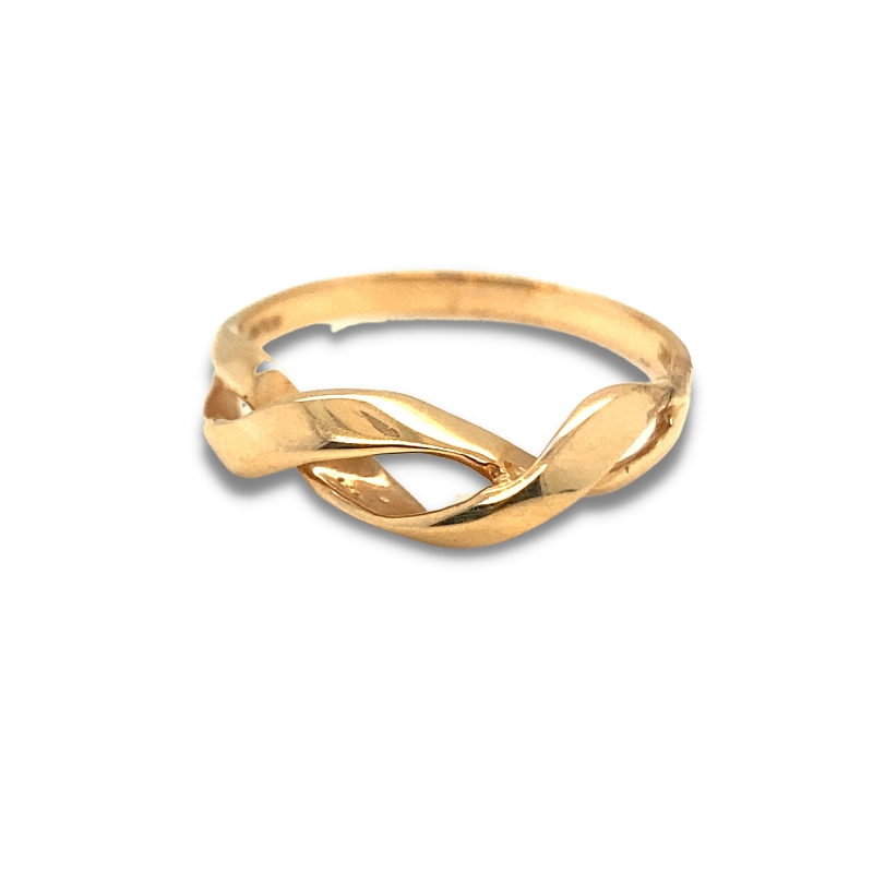 a gold ring with a knot on it