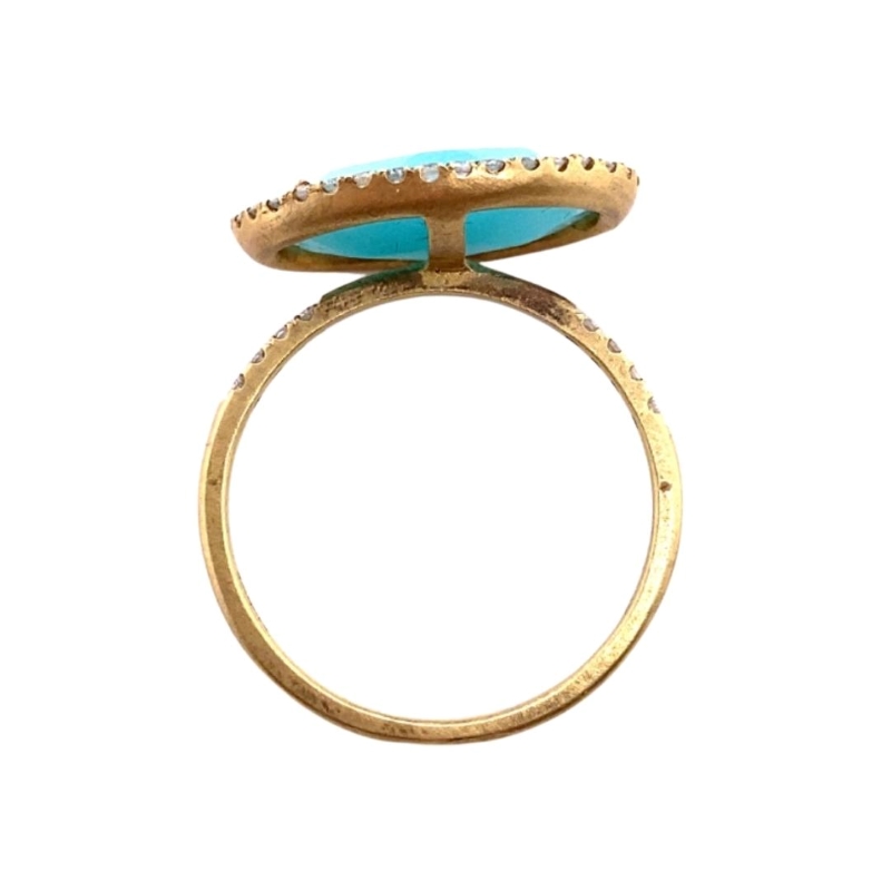 a gold ring with a turquoise stone in the center