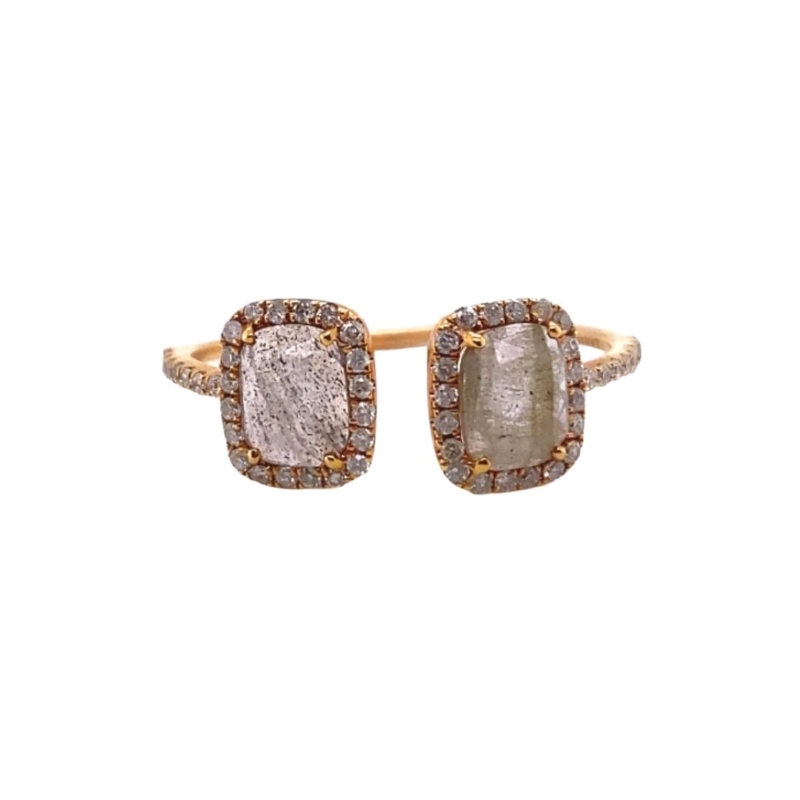two stone rings with brown diamonds on them
