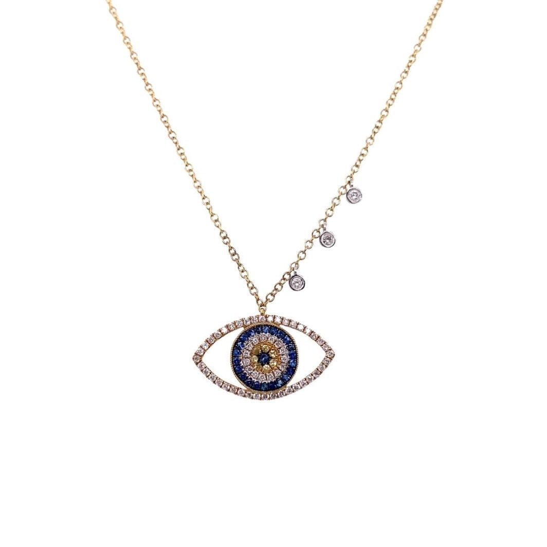 a necklace with an evil eye on it