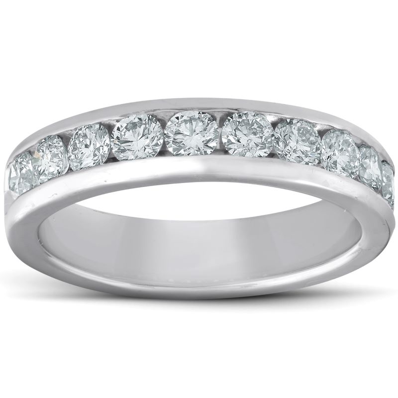 a white gold wedding ring with five diamonds
