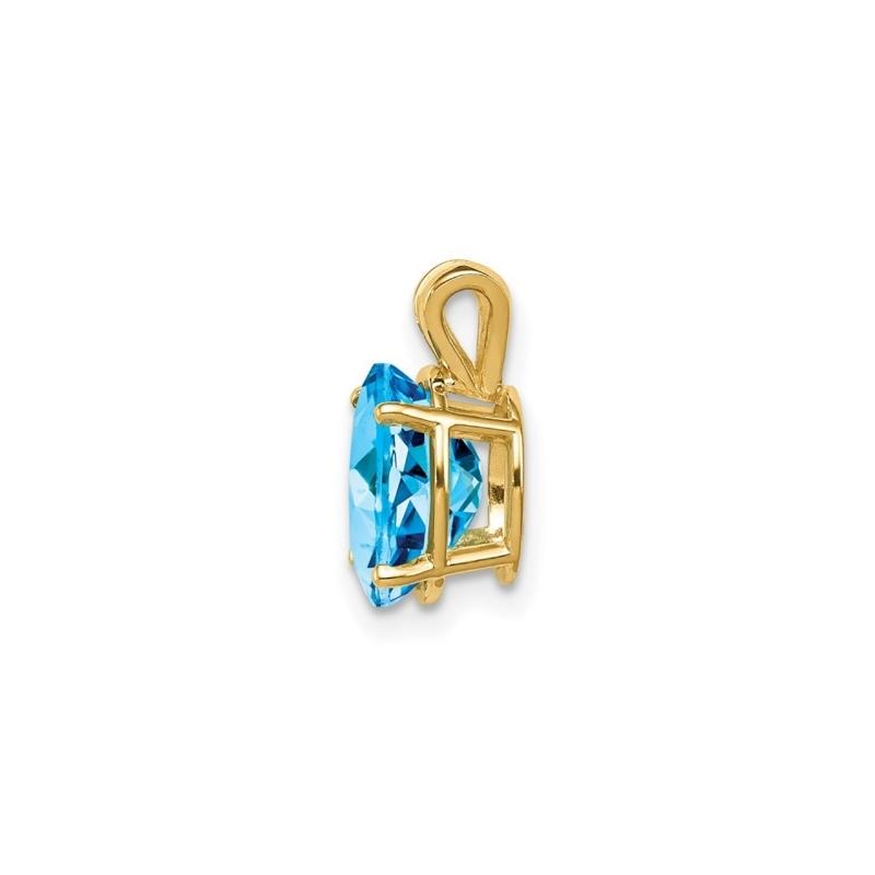 a gold pendant with a blue crystal stone
