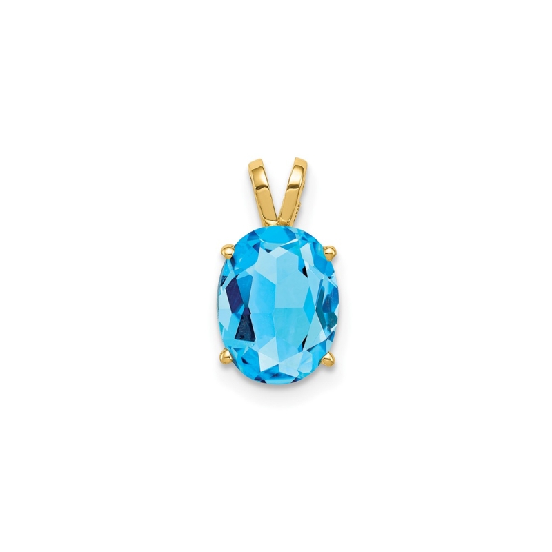 a blue topaz stone pendant in yellow gold