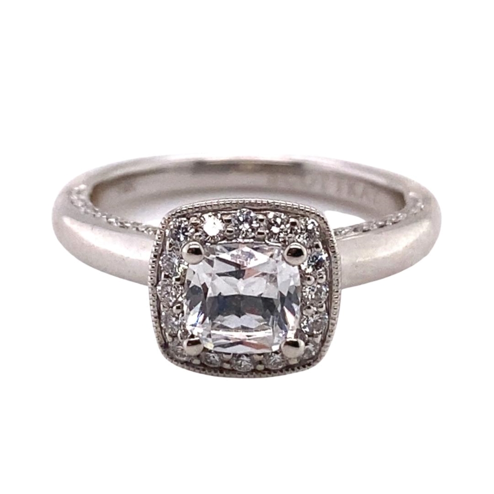 an engagement ring with a square cut diamond in the center