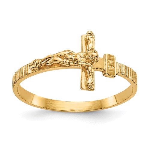 a gold ring with a cross on it