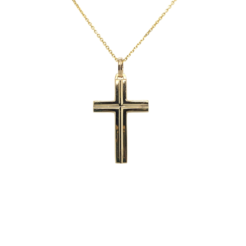 a cross pendant is shown on a white background