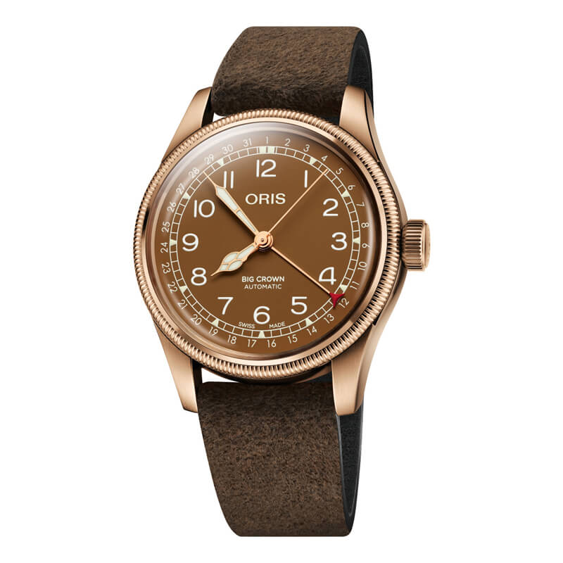 a watch with brown leather straps and gold numbers