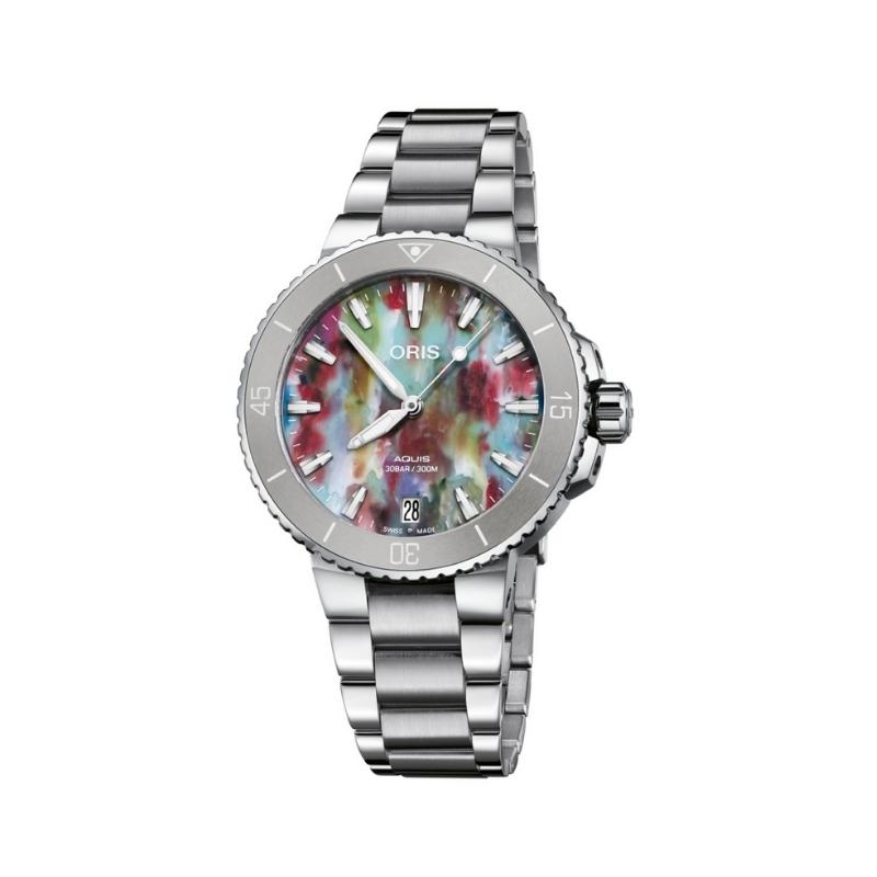 a watch with a colorful dial on the face