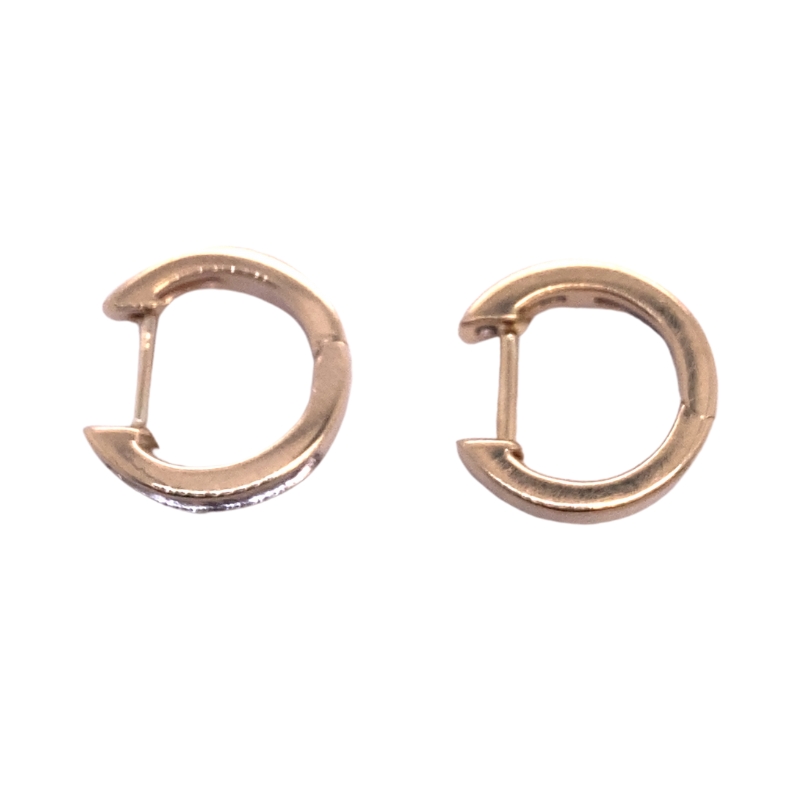two small gold hoop earrings on a white background