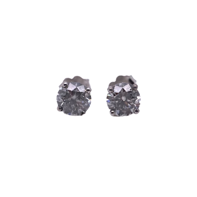 pair of diamond earrings on white background