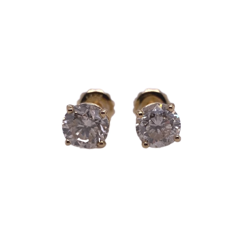 two stone stud earrings in yellow gold