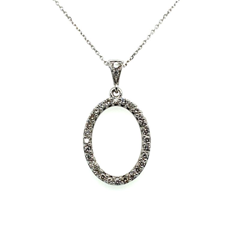 a necklace with an oval design on it