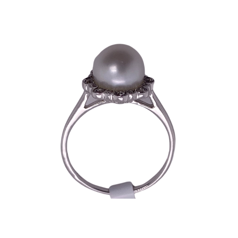 a ring with a large gray pearl on it