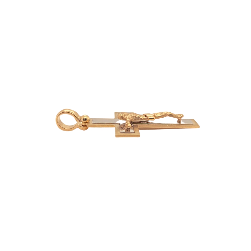 a gold key with a handle on a white background