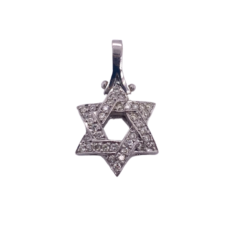 a star of david pendant with diamonds