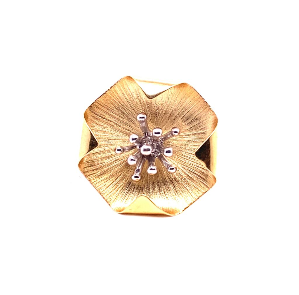 Modern Flower Right Hand Fashion Ring | Metals in Time