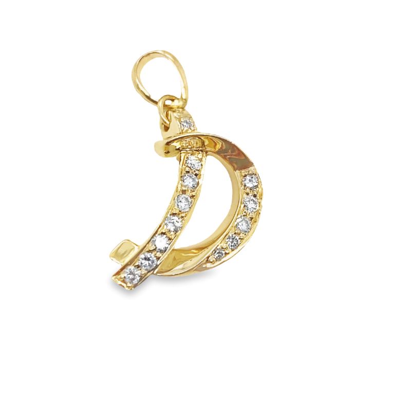 a gold pendant with diamonds on it