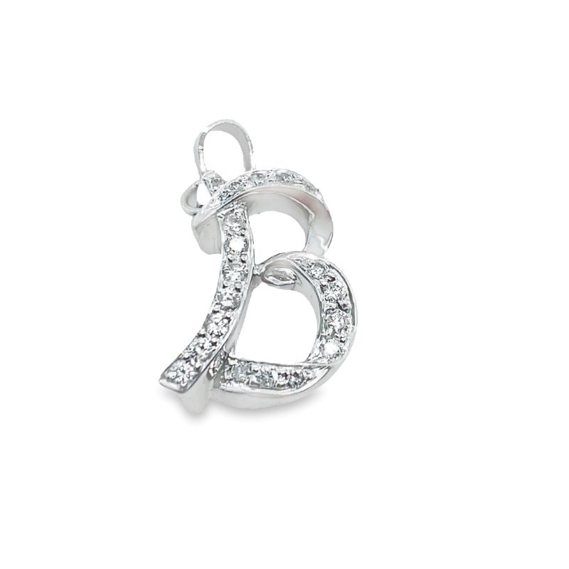 a white gold pendant with diamonds on it
