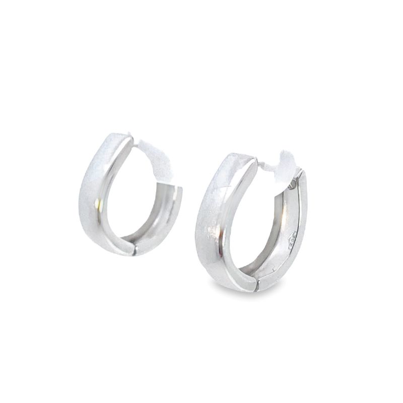 pair of silver hoop earrings on white background