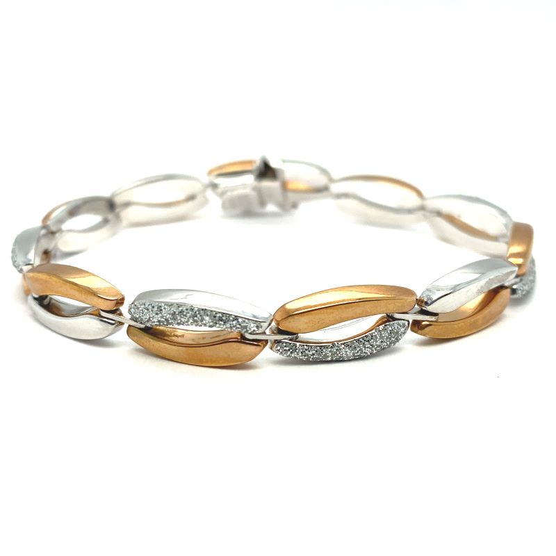 two tone gold and silver bracelet with diamonds