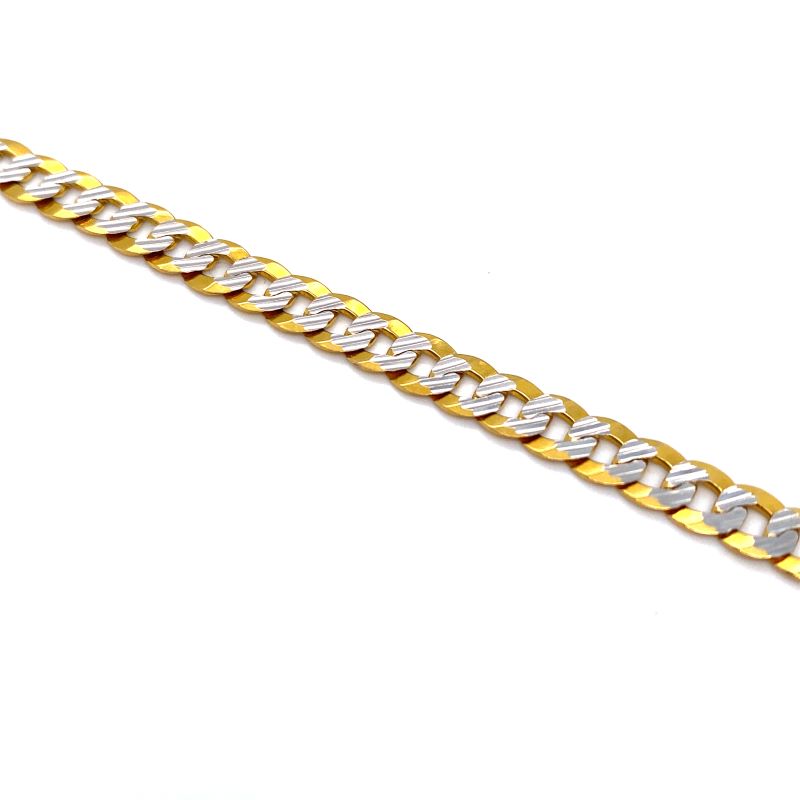 a yellow and white chain bracelet on a white background