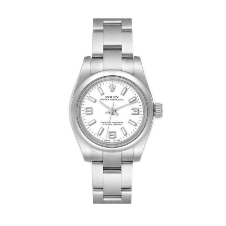 a rolex watch on a white background
