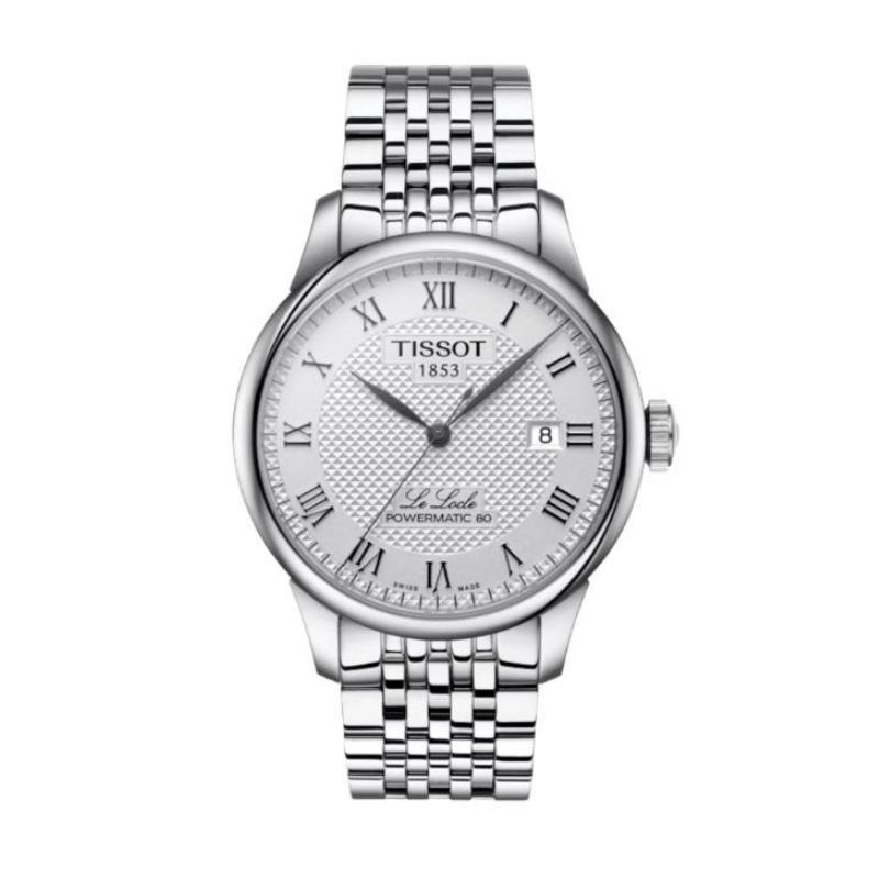 a silver watch with roman numerals