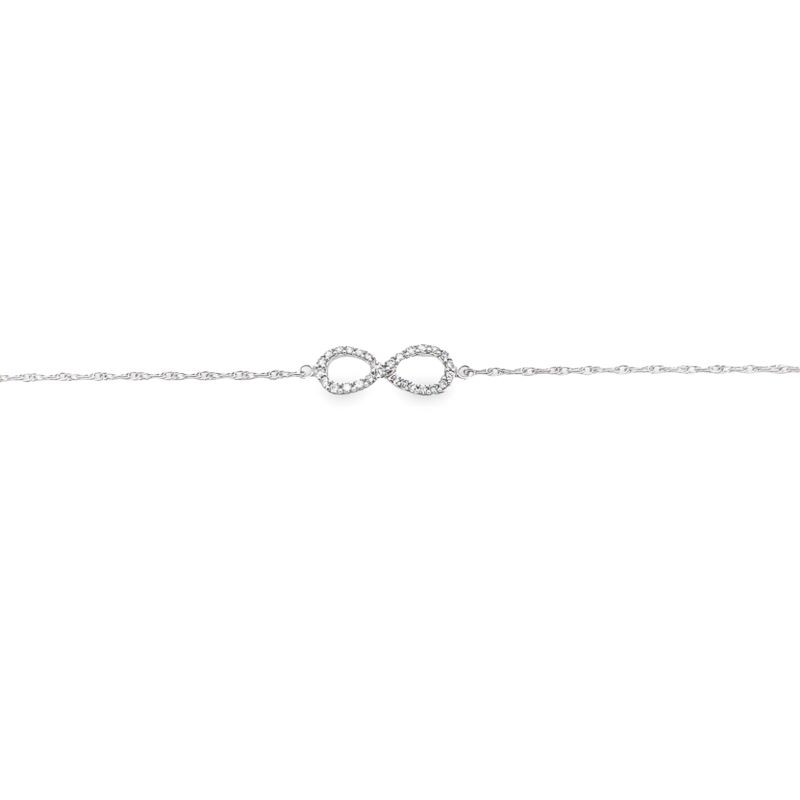 a white gold bracelet with an intertwined knot