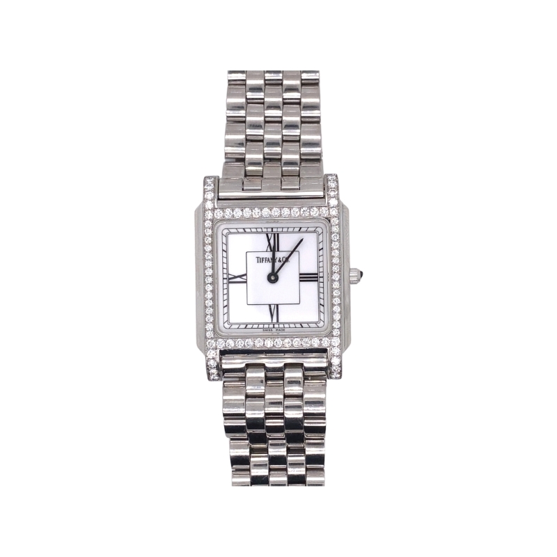 a women's watch with diamonds on the face