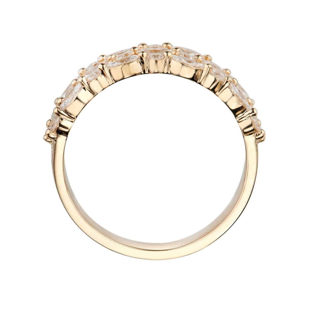 a yellow gold ring with five stones