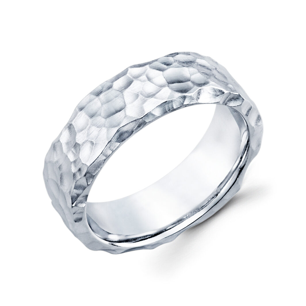 a wedding ring with a textured finish