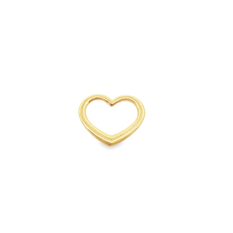 a gold heart shaped ring on a white background